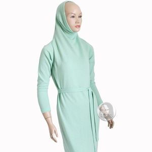 Bonnie Cashin Maxi Dress Belted Cashmere Knit Funnel Neck Vintage Retro 70s HTF